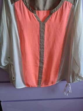 Colorblock Coral and Cream Women’s Blouse